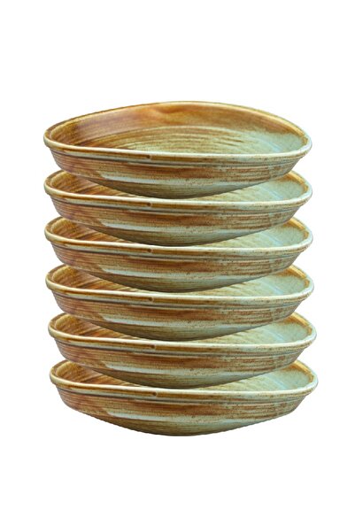 Culinaro Set of 6 asymmetrical deep plates, porcelain RIVER 26x23cm