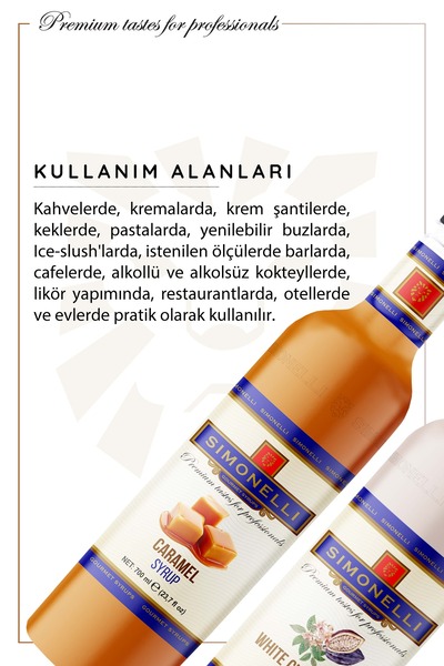 Simonelli Kahve Şurubu Karamel Aromalı Beyaz Çikolata Aromalı 700 ml Pompa Hediyeli