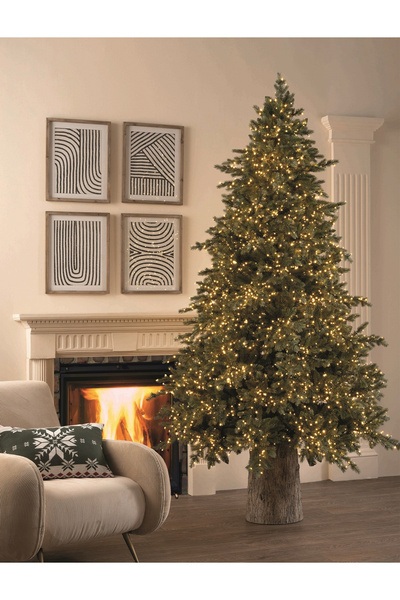 BraziPremium By OLLMA Pin artificial Pino Argentato de Luxe cu telecomandă și 8500 Mini Led, PE, 300 cm, verde