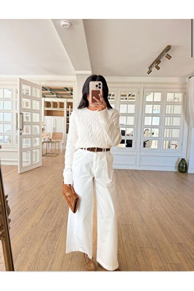 CADDELAMODA Pulover împletit păr de damă