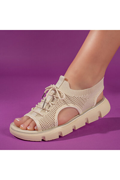 Modlet.ro Women's beige flat-sole sandals MOD11347