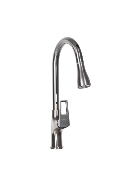 Trendy's Μπαταρία κουζίνας με αισθητήρα, συρόμενη κεφαλή ντους, γκρι, TRENDY'S