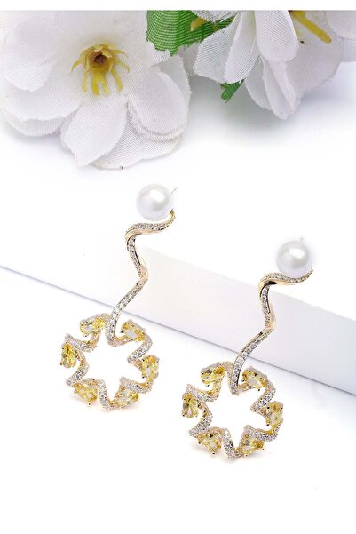 Avant-Garde Paris Cercei galbeni delicați cu pandantiv spiralat