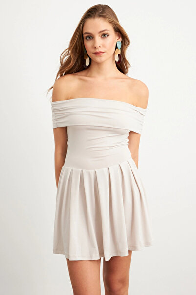 Cool & Sexy Damen-Midikleid mit Madonna-Ausschnitt in Steinoptik MON1262-1