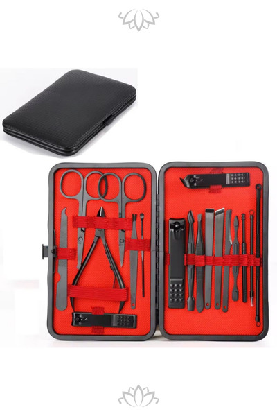 Lotravia مجموعة مانيكير/باديكير احترافية مكونة من 18 قطعة مع حقيبة حمل باللون...