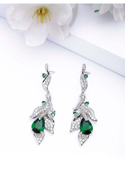 Avant-Garde Paris Cercei cu pandantiv cu motiv de frunze verzi