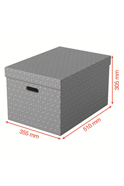 Esselte Set of 3 cardboard filing boxes 510 x 350 x 300 mm grey Home Recycled