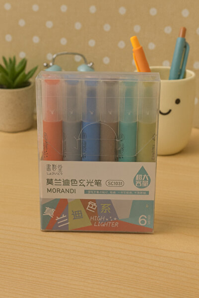 NaSaDAN Morandi Pastel Renk Fosforlu Kalem 6’lı Set – Soft Highlighter Marker