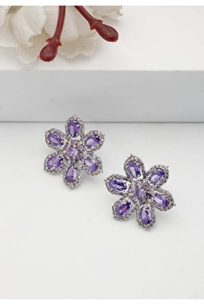 Avant-Garde Paris Cercei cu șurub și motive florale liliac