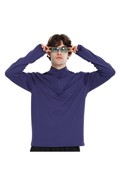 Sportive Boone Half-Zip Erkek Mavi Antrenman T-Shirt 25KE1015-MVI