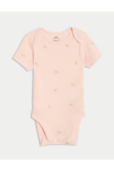 Marks & Spencer 5'li Pamuklu Kiraz Desenli Bebek Body Seti