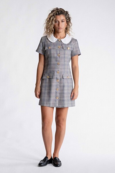 SEPANU COLLECTION Kadın Bebe Yaka Ekoseli Elbise