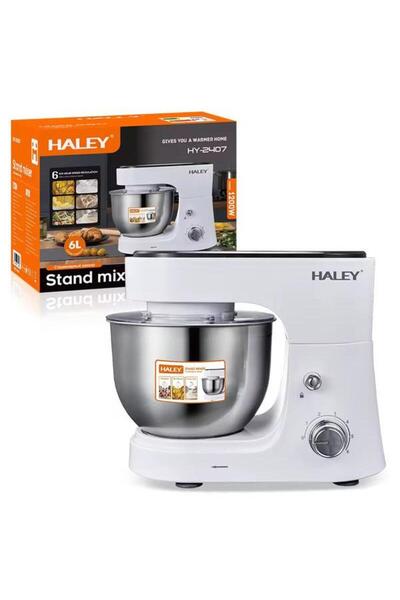 HALEY Mixer with bowl HY-2407, 6L, 1200W, 6 speeds, pulse function, stainless steel, accessories included
