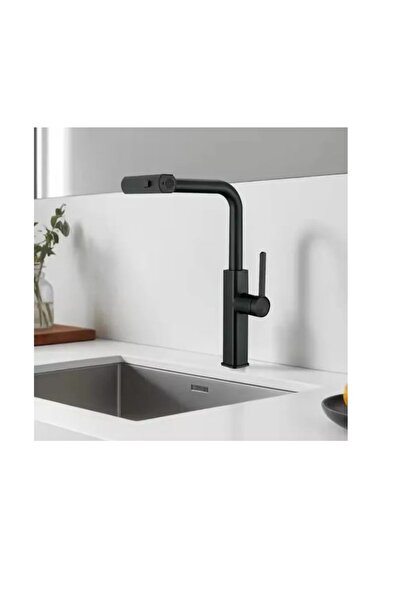 Trendy's Βρύση κουζίνας, με κινητό στόμιο και εξαγόμενο αεριστήρα με δύο λειτουργίες, ματ μαύρο φινίρισμα