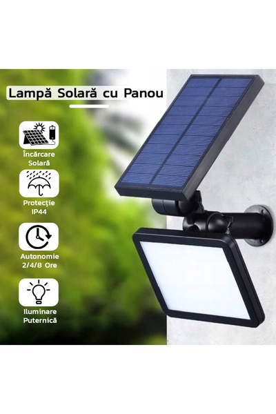 Flippy Lampa solara pentru terasa/gradina 48 de LED-uri Flippy, cu 2 moduri de fixare, senzor de lumina, IP