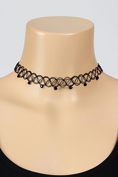 Shiklik Kadınlar İçin İnci Boncuklu Siyah Kauçuk Model Kolye