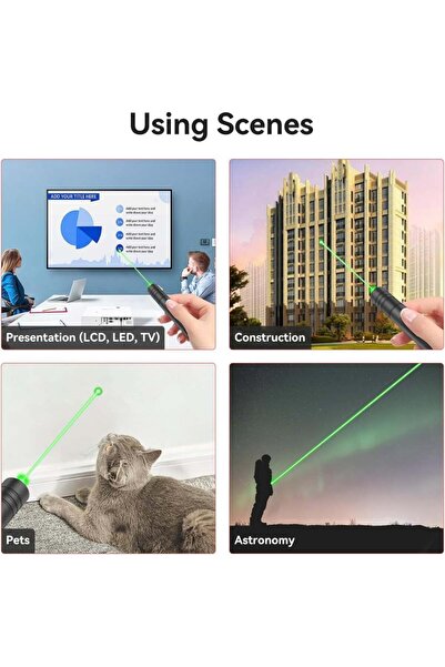 StartONTeam Indicator laser verde profesional cu rază lungă de acțiune, spectacol de lumini, reîncărcabil, USB, albastru