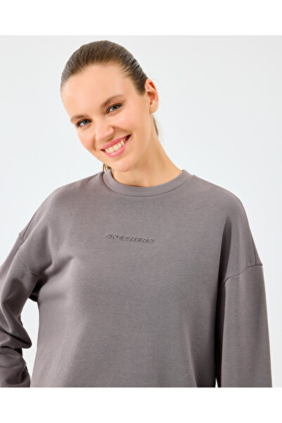 SKECHERS W Essential Crewneck Sweatshirt Kadın Gri Sweatshirt S2610011-3920