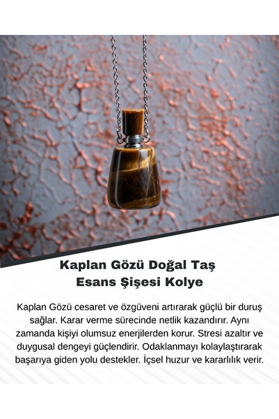 Saff Doğal Taş قلادة زجاجة من حجر عين النمر الطبيعي