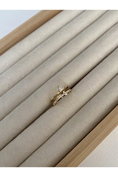 Pinery Jewels خاتم نسائي من الحجر على شكل مثلث صغير مع تعديل من الأسفل