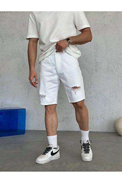 BY FAS MAN ERKEK YIRTIK DETAYLI KOT ŞORT