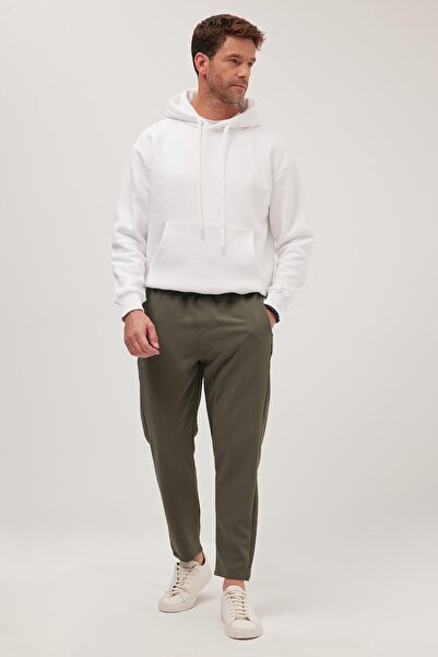 Tudors Erkek Regular Fit Beli Lastikli Bağcıklı Jogger Haki Pantolon Rahat Kesim Yan Cepli