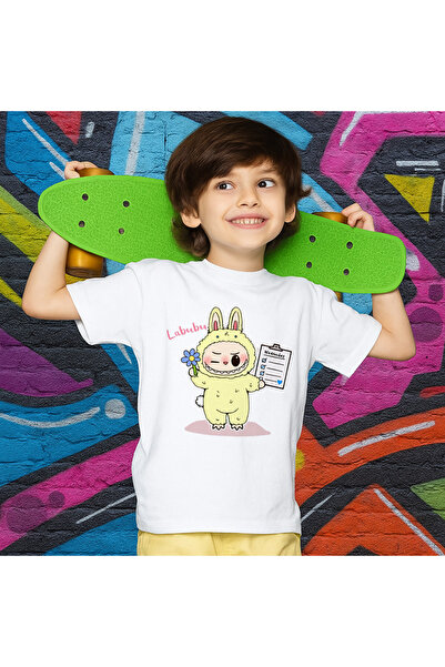 OEM Tricou copii unisex alb cu imprimeu Labubu, 100% bumbac, 604