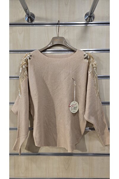 Park Moda Ιταλική μπλούζα πλεκτή με δαντέλα στους ώμους