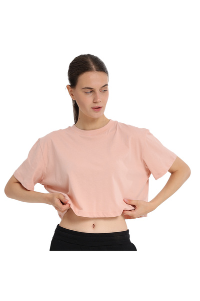 Sportive Sedona Cropped Kadın Pembe Günlük Stil T-Shirt 25KK1034-PPMB
