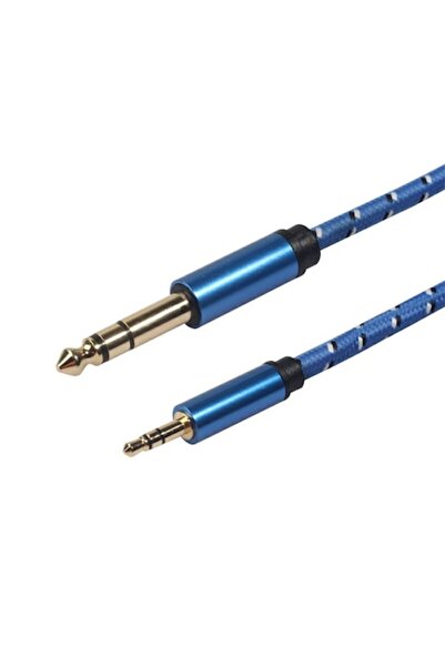 OEM Cablu prelungitor audio textil, albastru, 3 metri, 3,5 mm - 6,5 mm