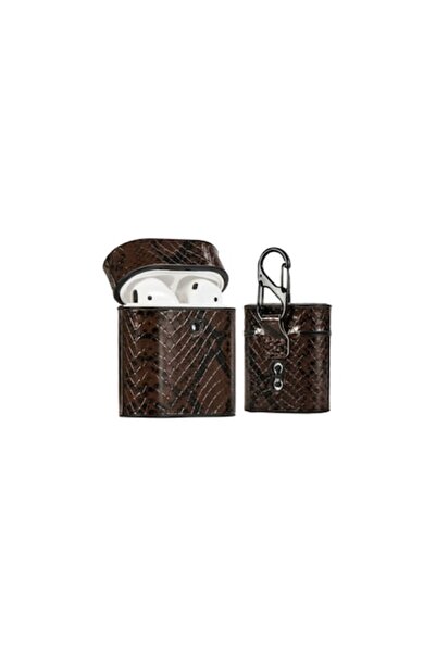 SOHO Snake-skin patterned case for Apple AirPods 1/2, leather, brown
