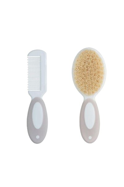 SOHO Baby Care Set with Comb and Extra Soft Brush, Non-toxic Material, BPA-Free, Cream