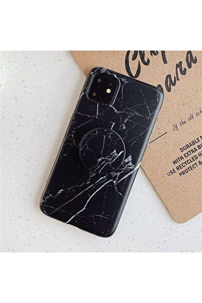 Generic Protective Case for Apple iPhone 11 Pro Max Soft IMD TPU Marble Black with Included Stand