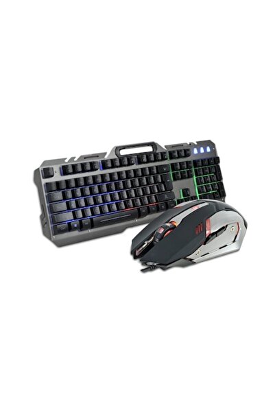 dalip Set tastatura si mouse pentru gaming, iluminare LED, din metal, cu supo...