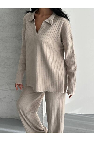 ezber moda Women's Cotton Polo Neck Double Set