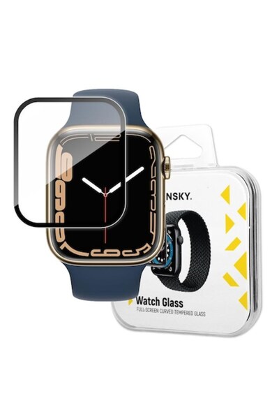 WZK Folie Protectie pentru Apple Watch Series 7 / 8 45mm, Sticla Flexibila, Neagra