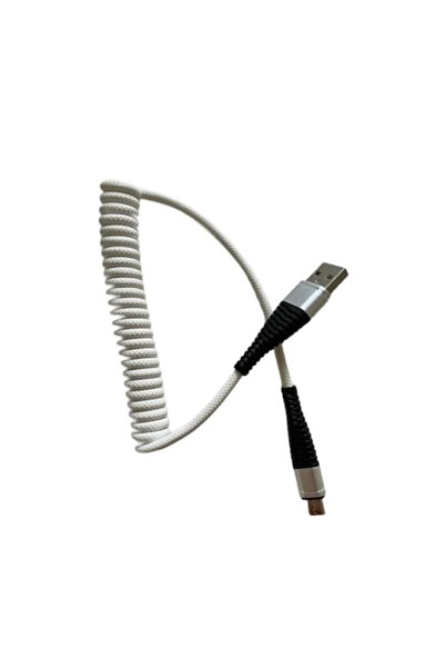 SOHO Spiral Charging Cable Micro USB for Android Devices, 1.2m, White