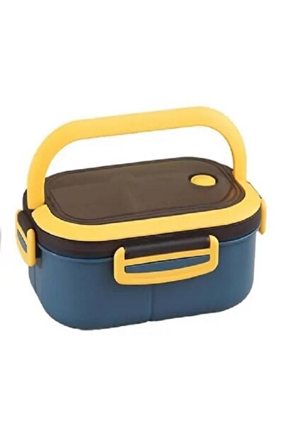 Bibilel Food Storage Container with Air Vent/Seal, Handle, 1.2L, 14x21x8cm, Blue/Yellow