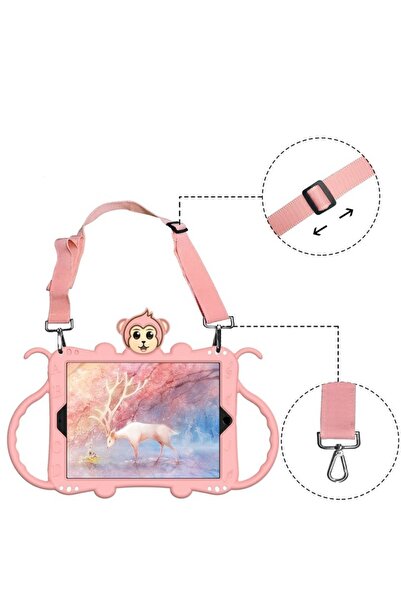 Bibilel Silicone Protective Case for Apple iPad Air 3, Adjustable Strap, Tablet Stand, Pale Pink