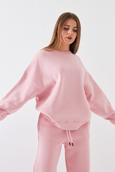 The Champ Clothing Unisex Oversize Sweatshirt Basic Pink – Φλις με λαιμόκοψη, 3 κλωστές με ανάλαφρο χρώμα