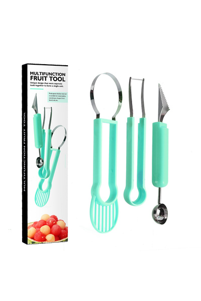Flippy Ustensila bucatarie 4 in 1 pentru taiat si decorat fructe Flippy, material inox si plastic, compact,