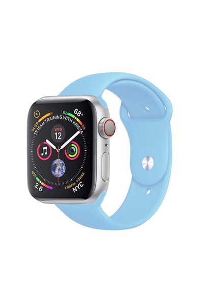 Bibilel Curea din silicon pentru Apple Watch, compatibilă cu 42/44 mm, albastru deschis