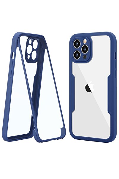 Flippy Max Defence Case for iPhone 12 Pro Max - Blue Bumper, Double Transparent Front, Full 360° Protectio