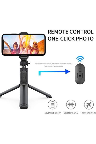Bibilel Selfie stick with tripod, wireless remote, 360-degree rotation, White, KOF-BBL4096
