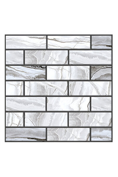 Toolsy 10 x Placi Tapet Autocolant 3D cu Imitatie de Marmura Dreptunghiulara, pentru Perete Bucatarie Sufra