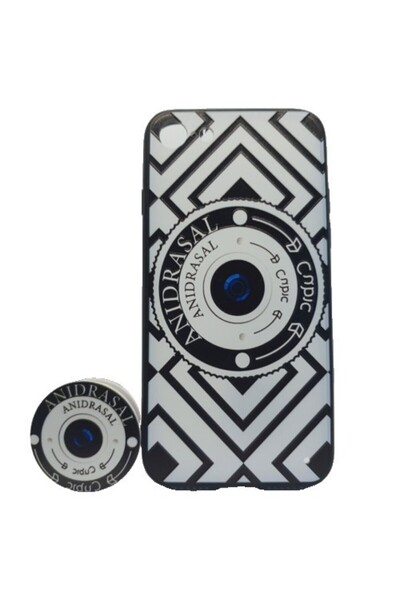 Apple iPhone X/XS Multicolor Camera Photo Design Case with Popsocket included