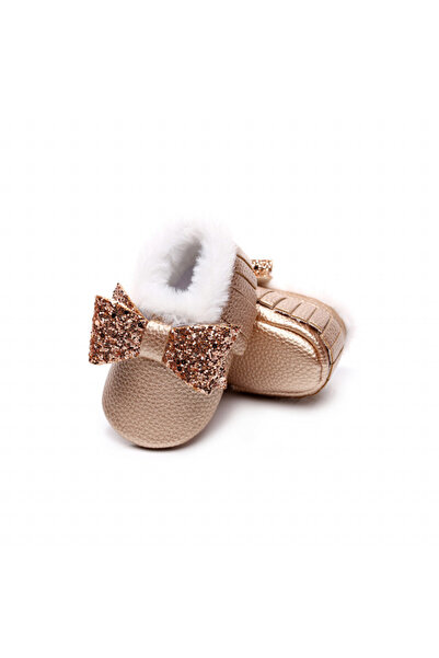 Superbaby Golden fur-lined shoes - Shine