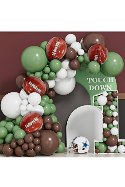 Çemrek Süs Parti مجموعة سلسلة بالونات كروم باللون البني والأخضر والأبيض والور...