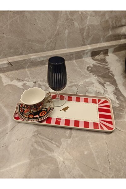 ENAVM KUŞLU MİNİ KAHVE SUNUM TEPSİSİ DİKDÖRTGEN 30 CM