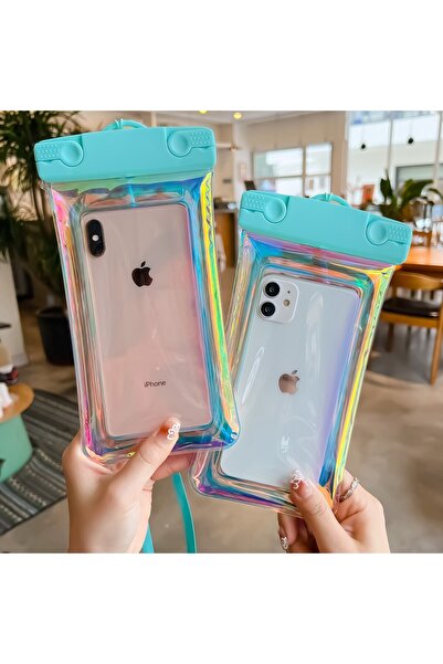 Universal Holographic Waterproof Underwater Flippy Case, Snowproof, Universal, with Lanyard, Blue